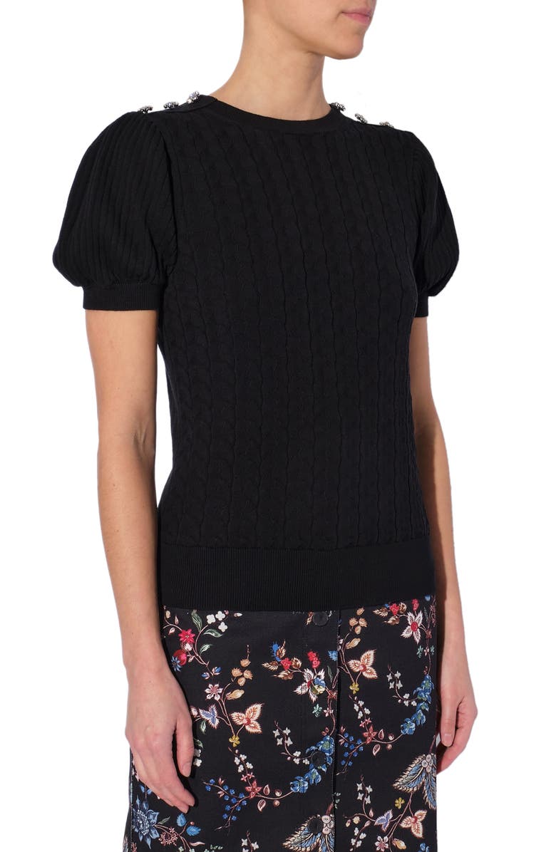 Erdem Belva Short Sleeve Cotton & Cashmer Sweater, Main, color,