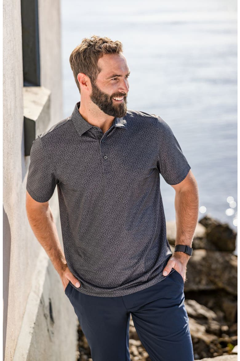 Pike Pebble Print Recycled Blend Polo, Alternate, color, BLACK