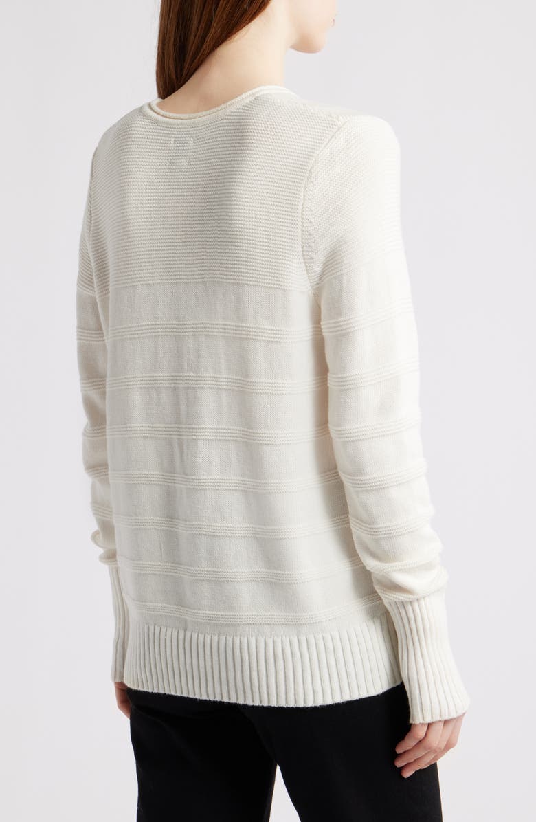 NIC+ZOE Textured Cotton & Cashmere Blend V-Neck Sweater, Alternate, color, Classic Cream