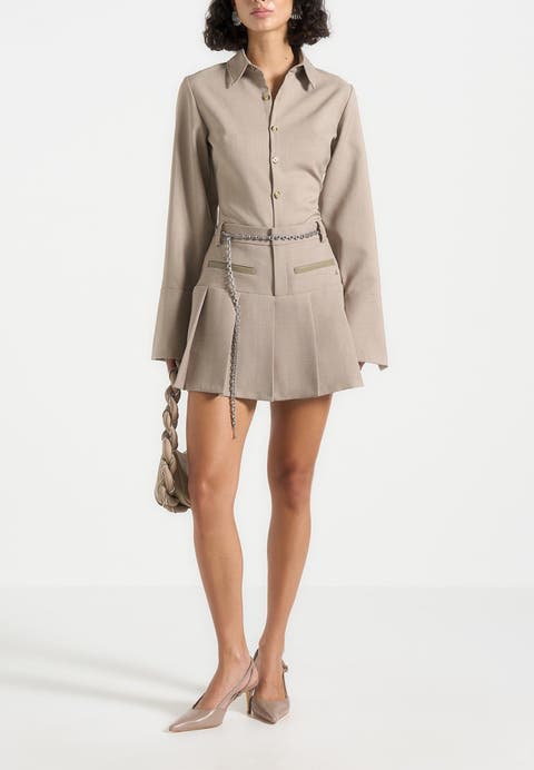 Elise Tailored Pleated Skort with Belt