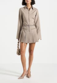 Manière De Voir Elise Tailored Pleated Skort with Belt