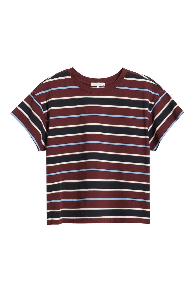 Kelly Stripe Boxy Cotton T-Shirt, Alternate, color, BURGUNDY MULTI