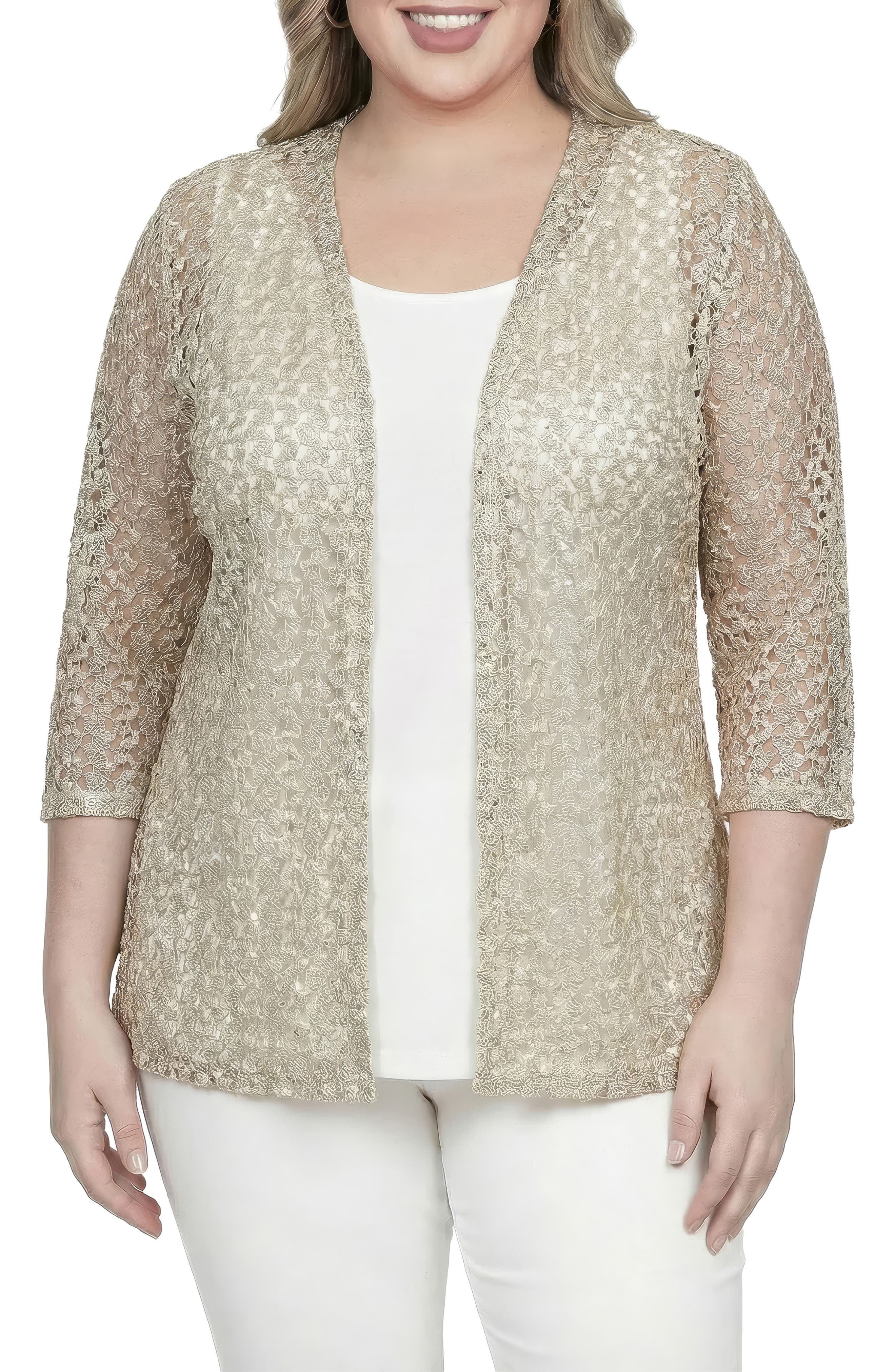 Lace Open Front Cardigan - image 3