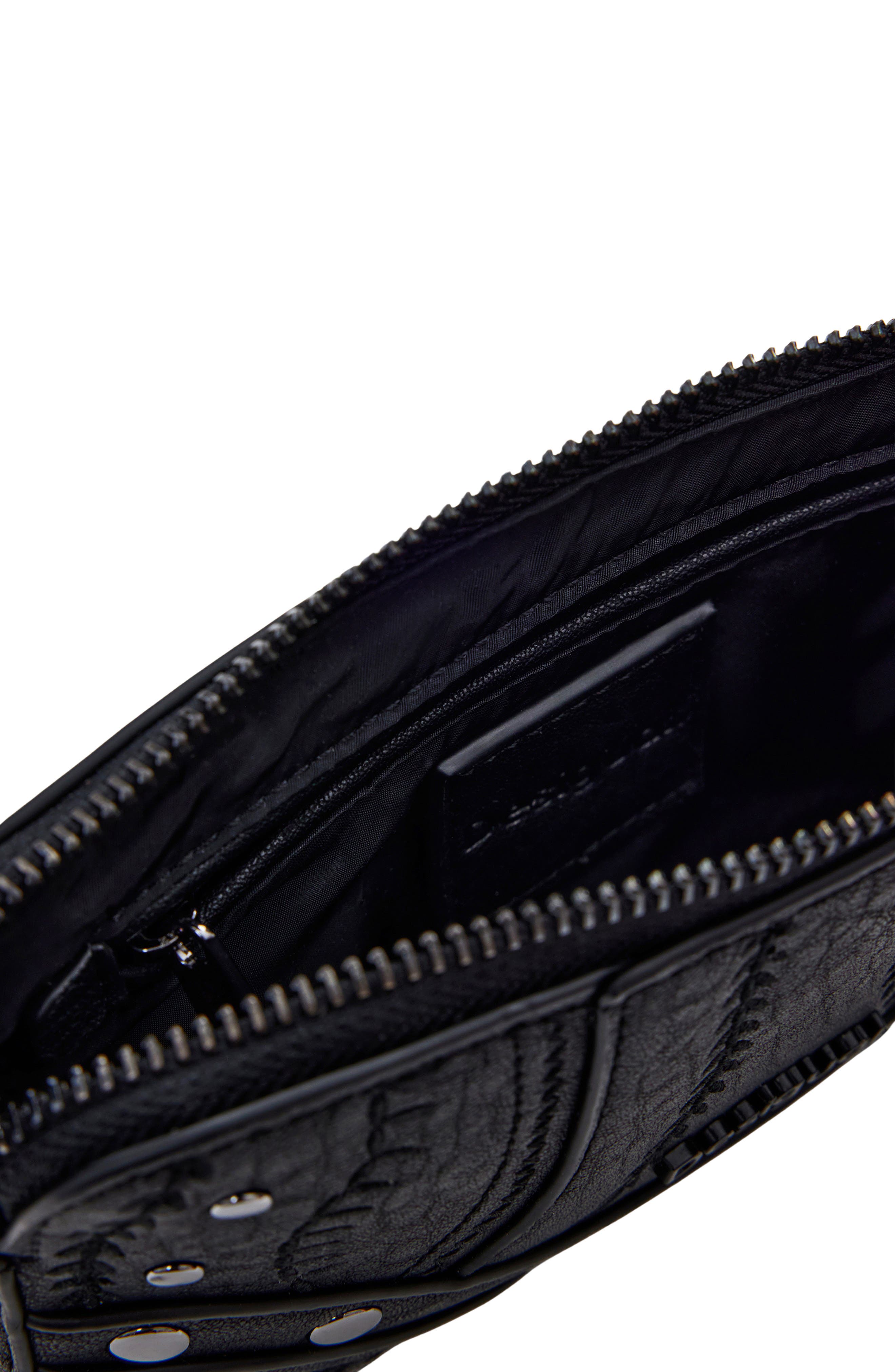 Desigual Embroidered Faux Leather Crossbody Bag, Alternate, color, Black