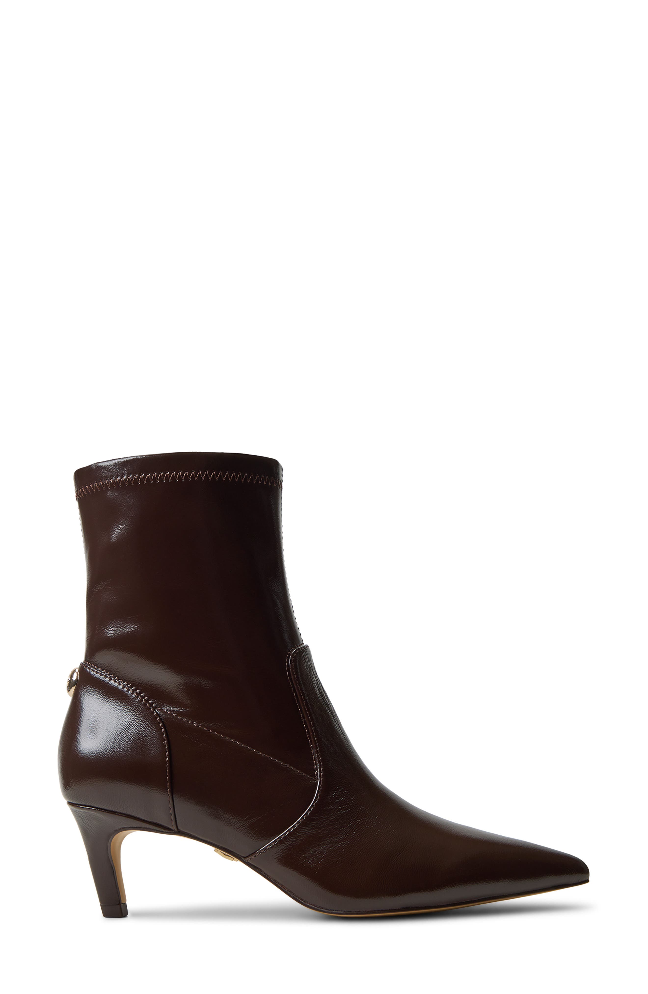 Stretch Leather Bootie, Alternate, color, DARK BROWN