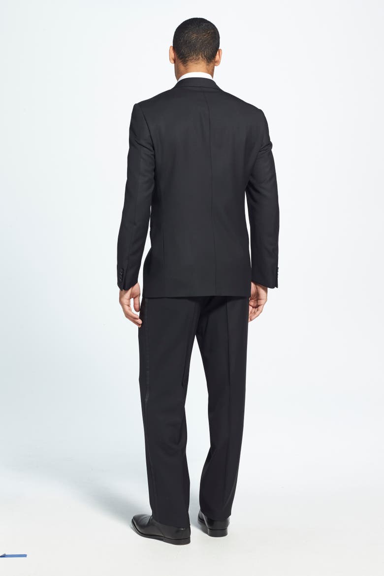 Trim Fit Wool Tuxedo, Alternate, color, BLACK
