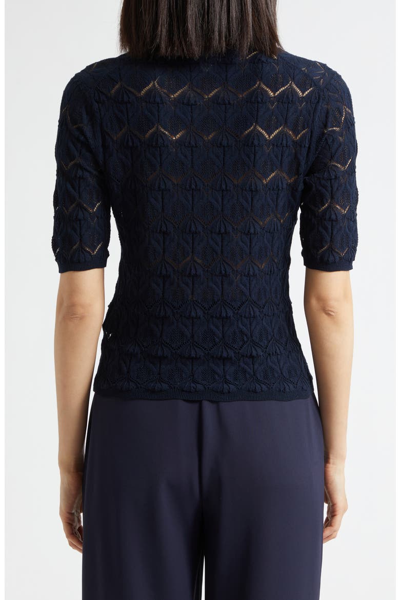 Pointelle Knit Cotton Blend Sweater, Alternate, color, TWILIGHT NAVY