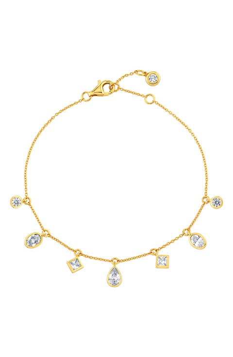 Multicut Cubic Zirconia Charm Bracelet