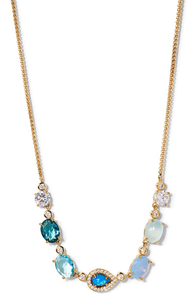 Nadri Blue Lagoon Frontal Necklace, Main, color, 