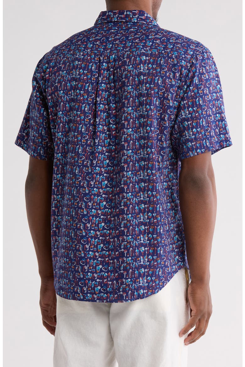 Last Call Short Sleeve Button-Up Shirt, Alternate, color, DARK BLUE MUSE