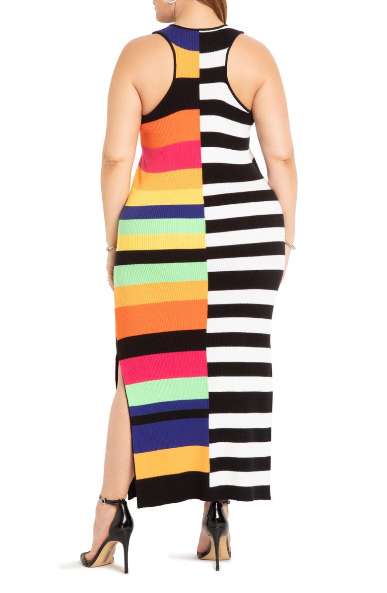 ELOQUII Mix Stripe Rib Dress, Alternate, color,