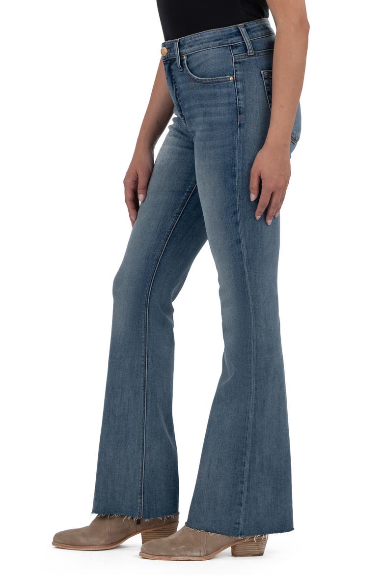 Stella High Waist Raw Hem Flare Jeans, Alternate, color, HARDWORKING