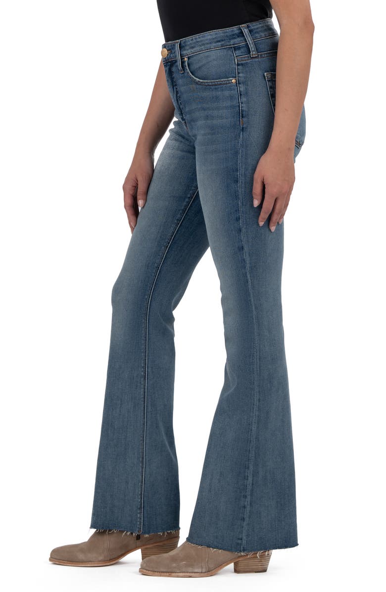 KUT from the Kloth Stella High Waist Raw Hem Flare Jeans, Alternate, color, Hardworking
