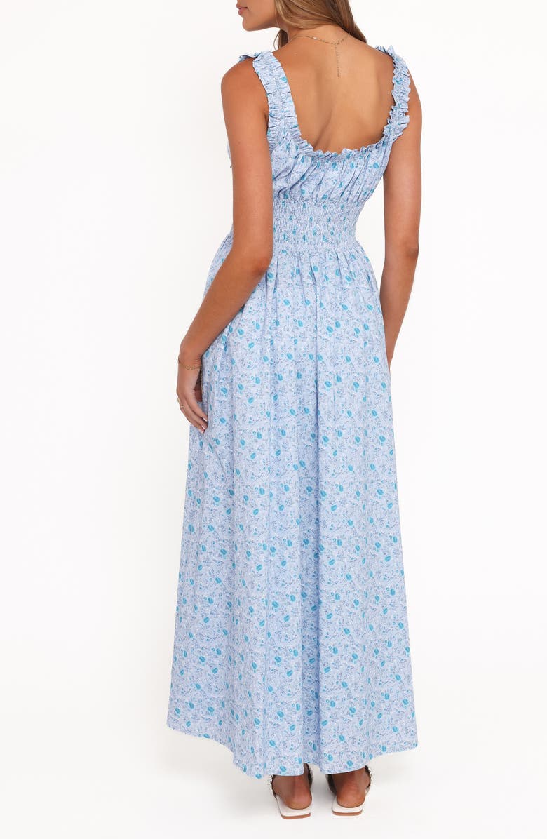 Petal & Pup Marlena Ditsy Floral Smocked Midi Dress, Alternate, color, Blue Floral