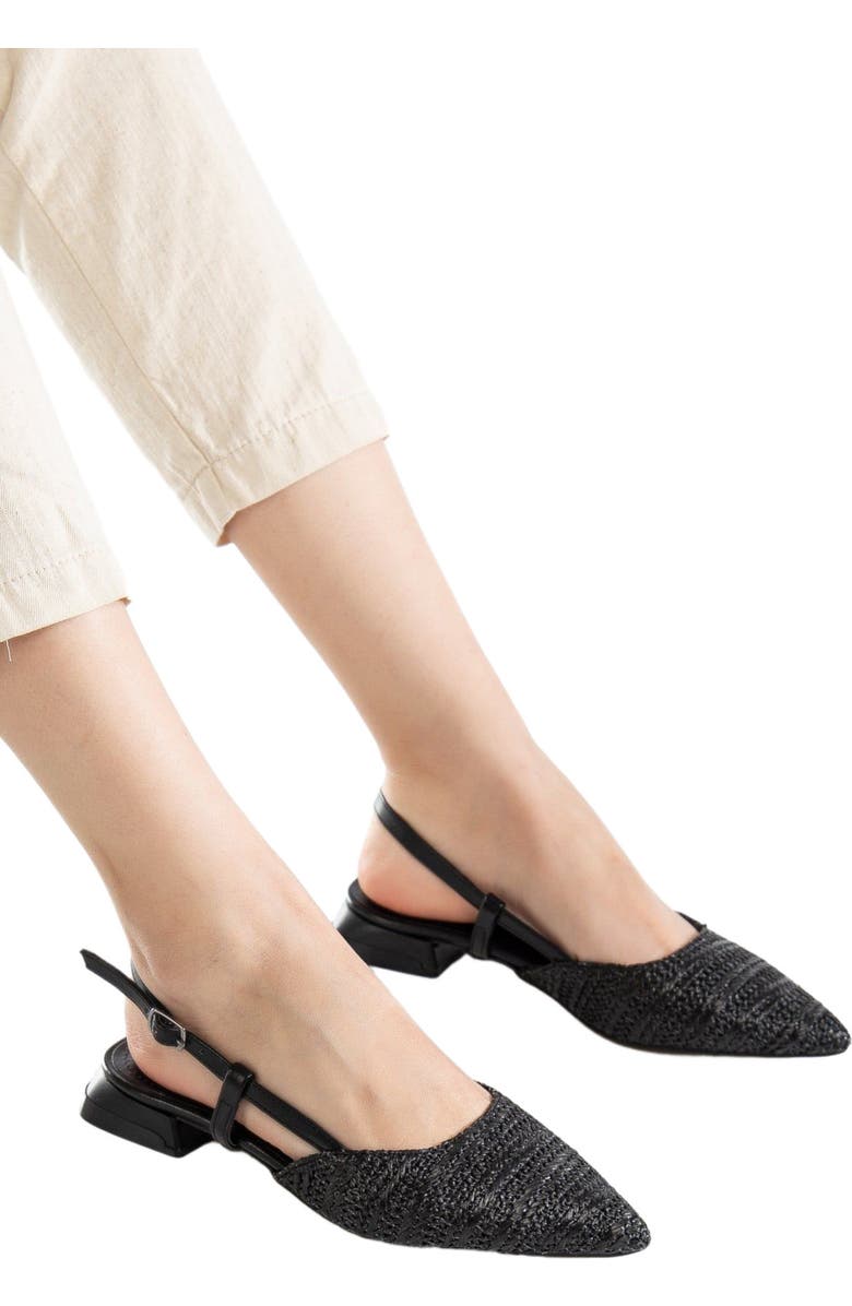Prologue Shoes Riley Woven Slingback Flats, Alternate, color, Black Faux Leather