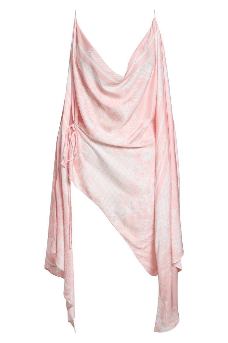 Foulard Print Open Shoulder Top, Main, color, OJD PINK/ WHITE