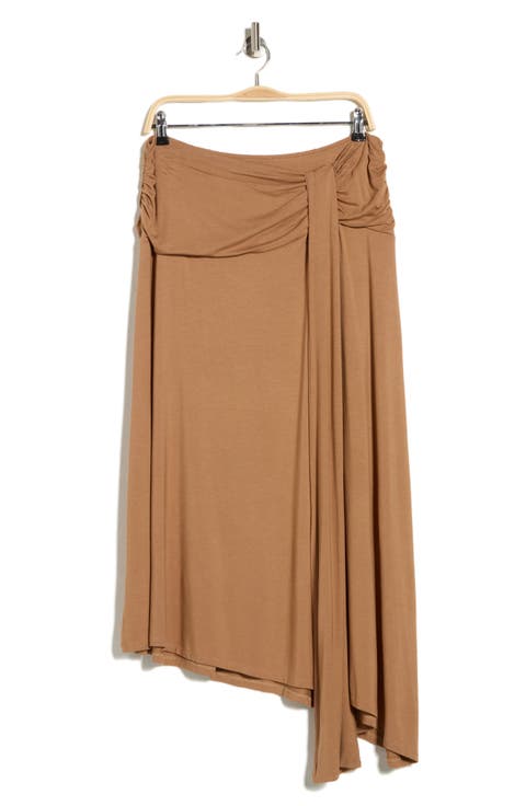 Draped Asymmetric Stretch Modal Midi Skirt (Plus)