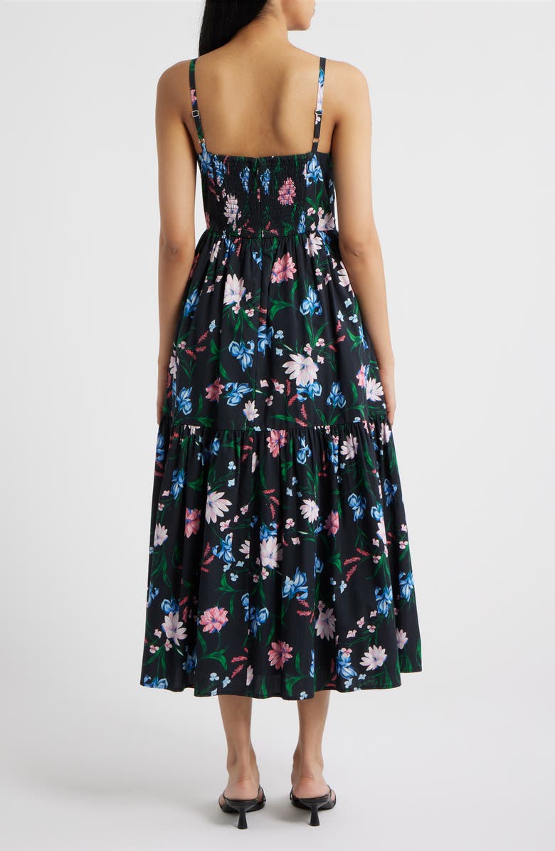 CeCe Floral Fit & Flare Midi Dress, Alternate, color, Rich Black