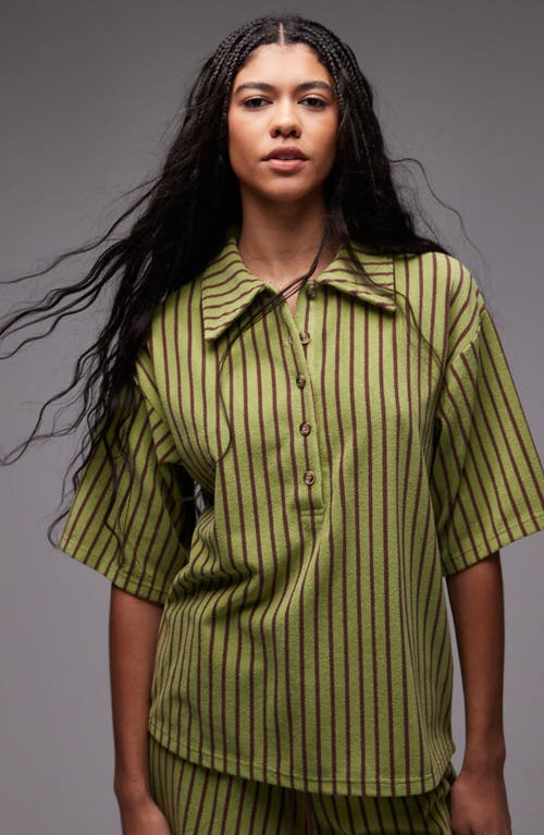 Topshop Stripe Boxy Terry Polo