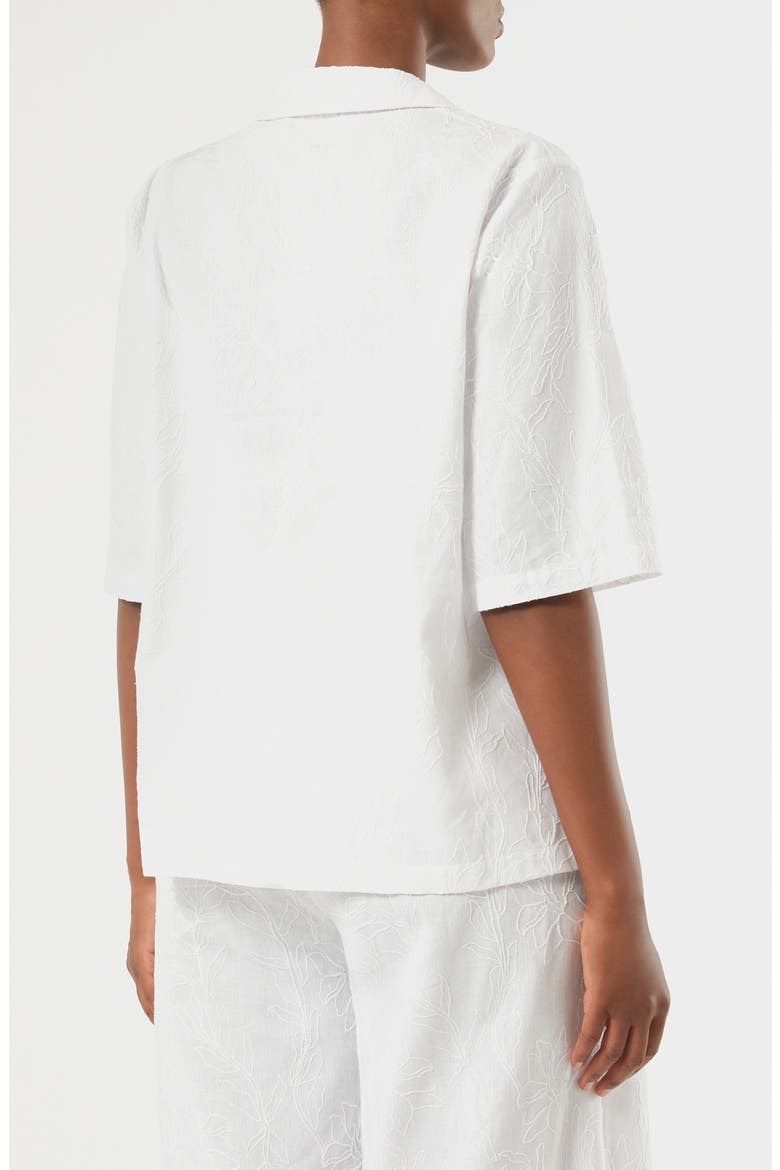 Visino Embroidered Linen & Cotton Camp Shirt, Alternate, color, OPTICAL WHITE