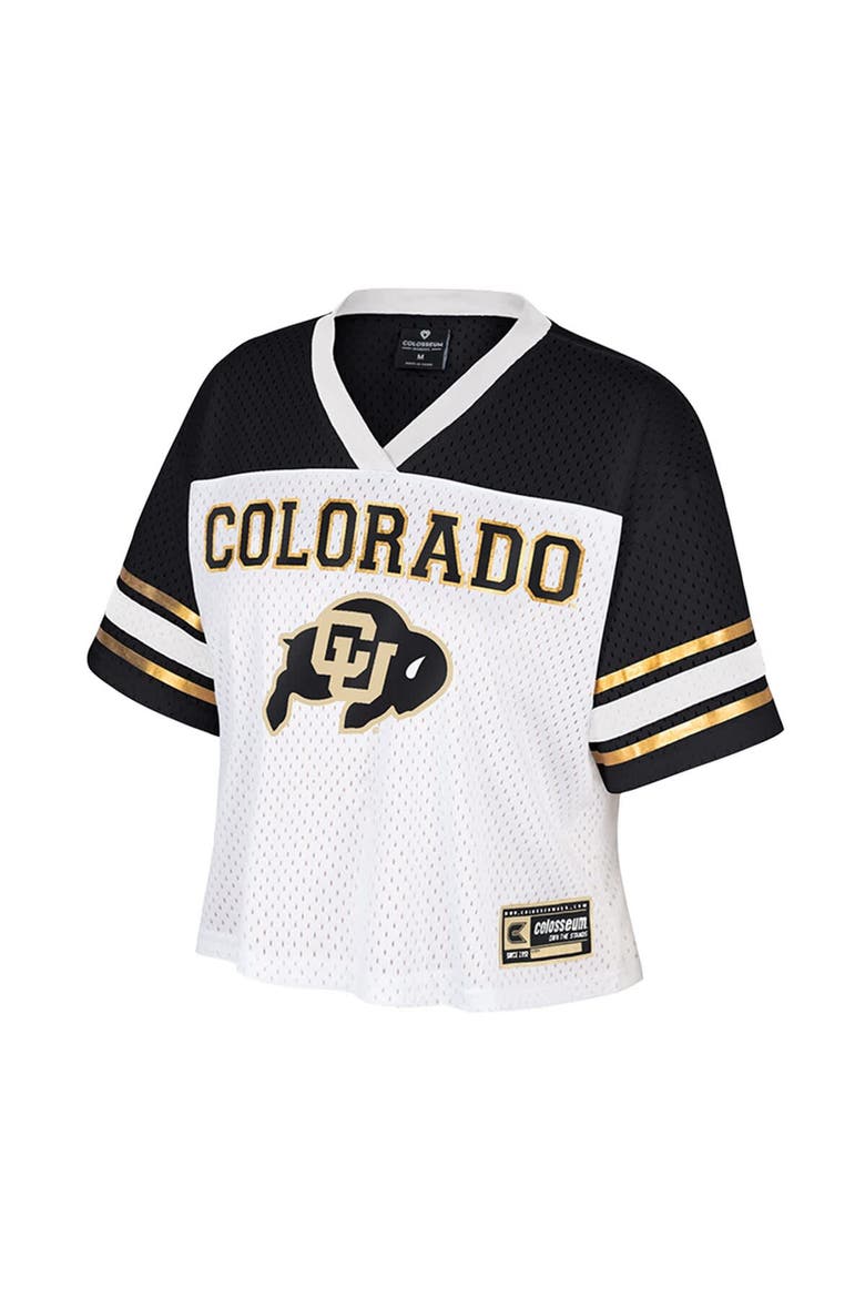 Women's Colosseum  White Colorado Buffaloes Treasure Cropped Football Jersey, Alternate, color, White