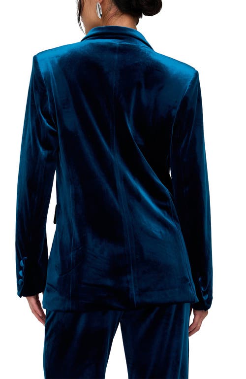 Lily And Lionel London Valerie Tailored Velvet Blazer In Blue