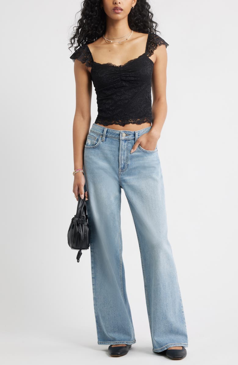 BP. Cap Sleeve Lace Top, Alternate, color, Black