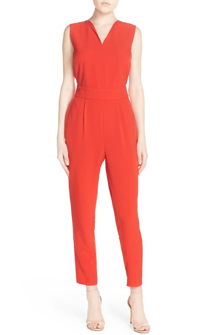 BB Dakota 'Keegan' Cutout Crepe Jumpsuit, Main, color, SIRACHA