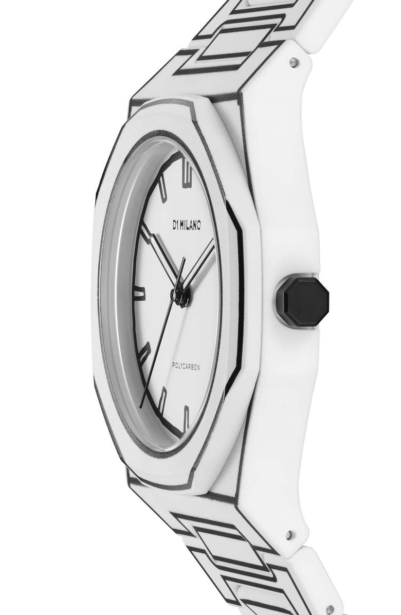 D1 Milano Sketch Polycarbon Bracelet Watch, 40.5mm, Alternate, color, White