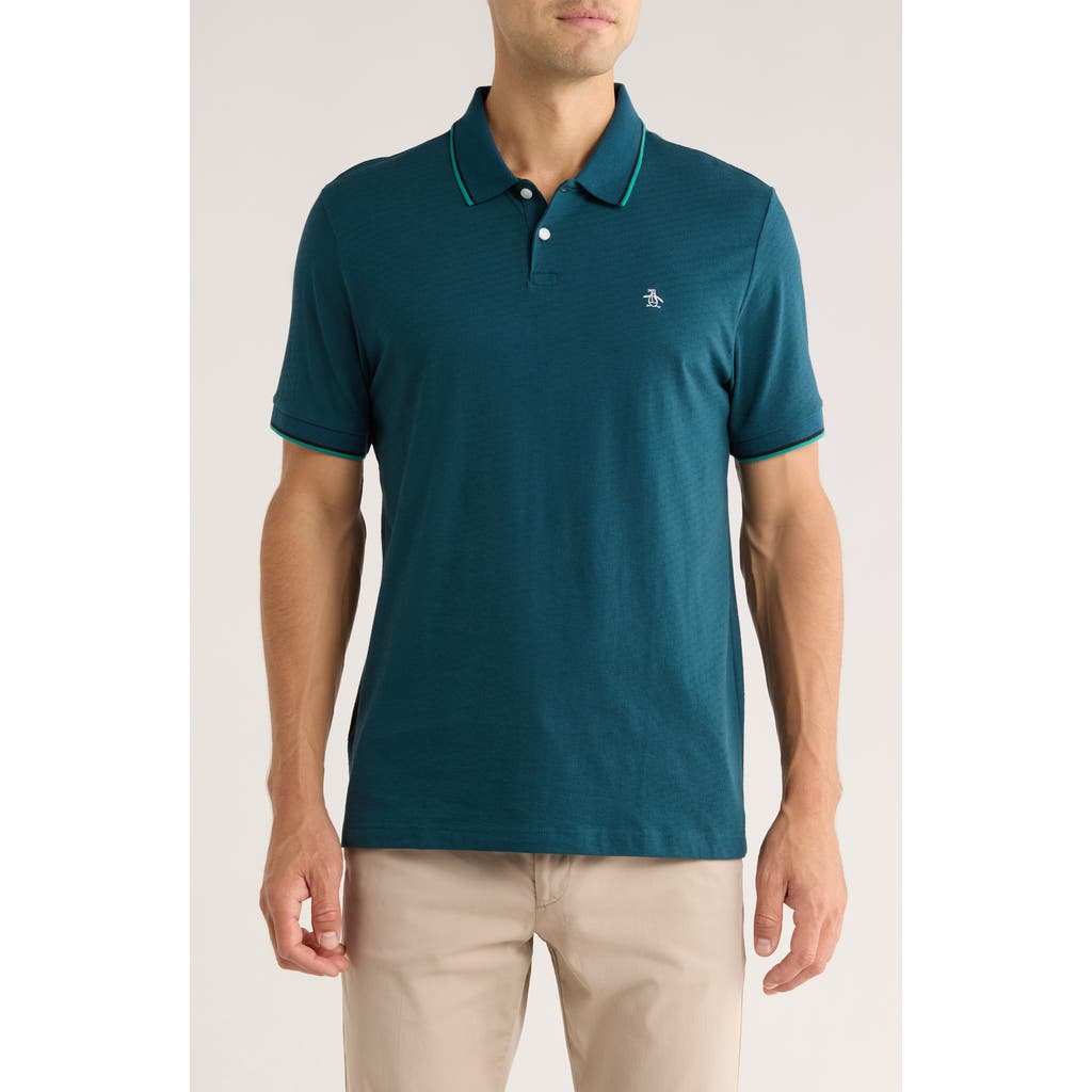 Original Penguin Tipped Knit Polo In Blue