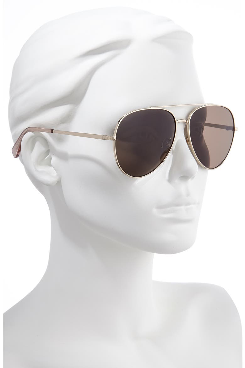 Stevie 63mm Oversize Aviator Sunglasses, Alternate, color, GOLD/ BROWN