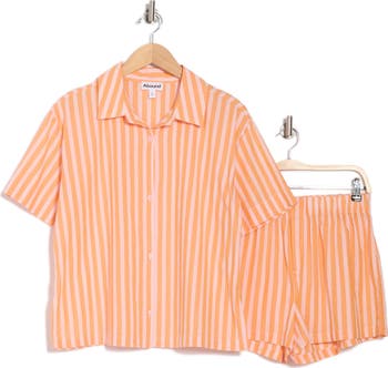 Stripe Cotton Blend Top & Shorts Pajamas