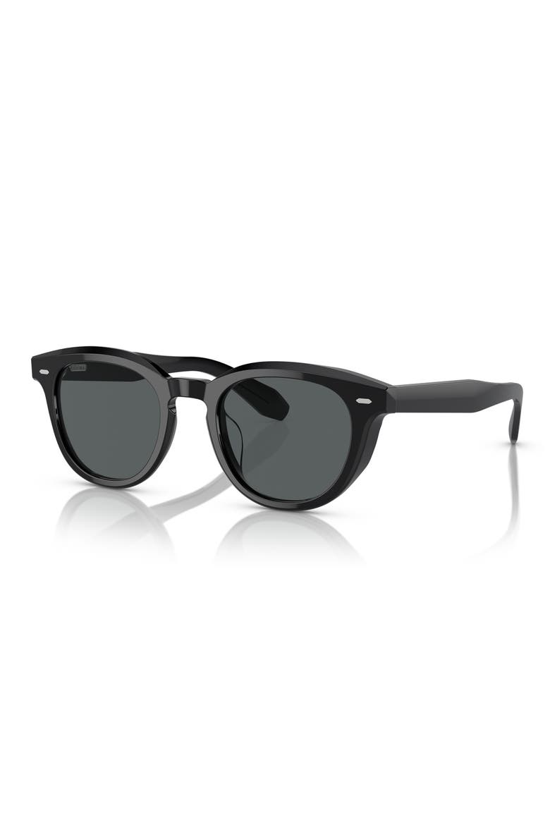 N.05 48mm Polarized Small Round Sunglasses, Alternate, color, BLACK