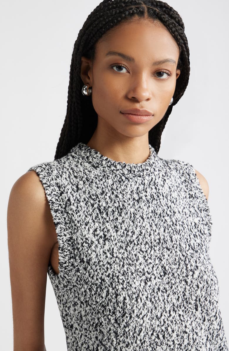 Nordstrom Marled Crewneck Sweater Vest, Alternate, color, Black-Ivory Marl