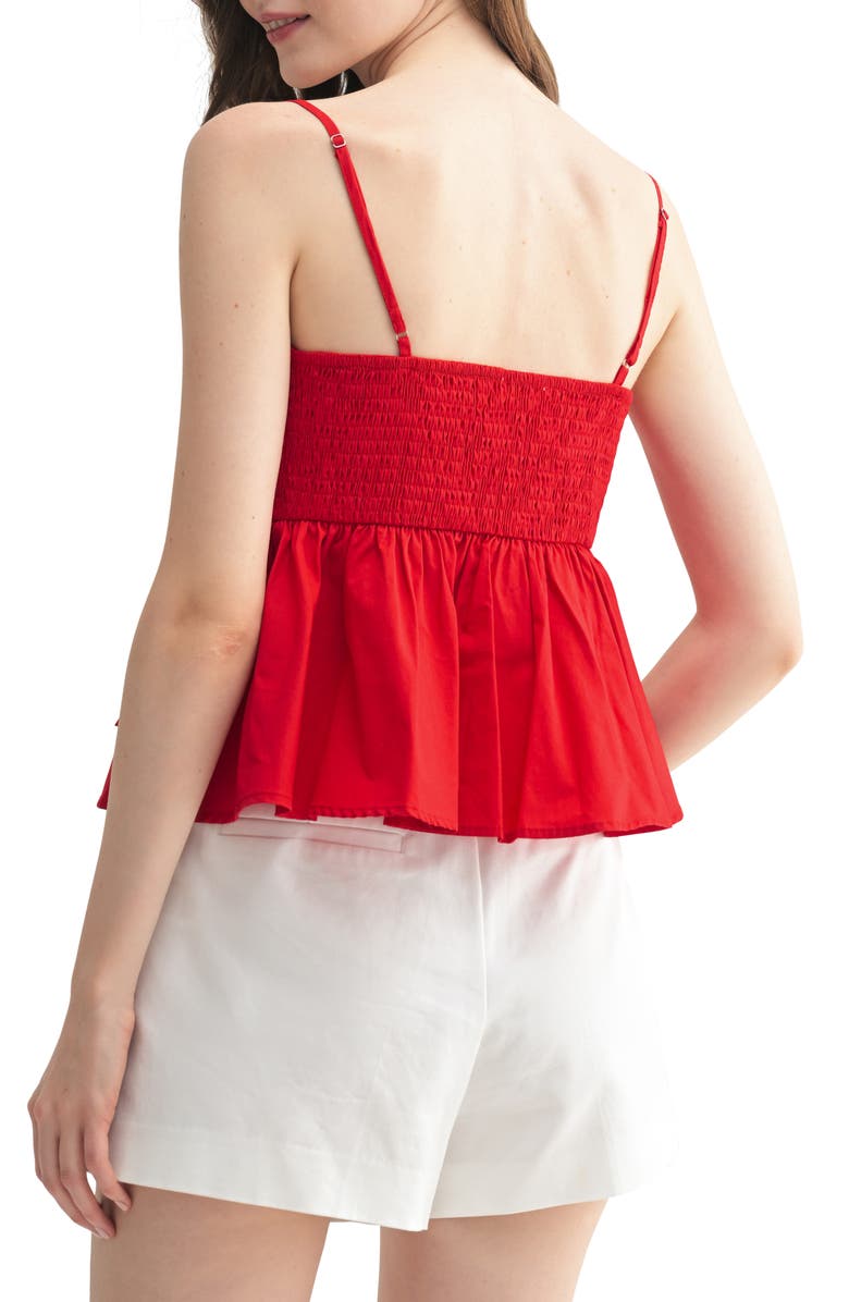 All in Favor Front Bows Smocked Peplum Top, Alternate, color, Red