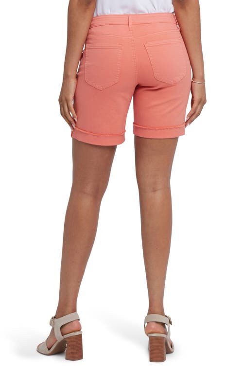 Nydj Diana Relaxed Fit Raw Hem Cuffed Denim Shorts In Coral Haze