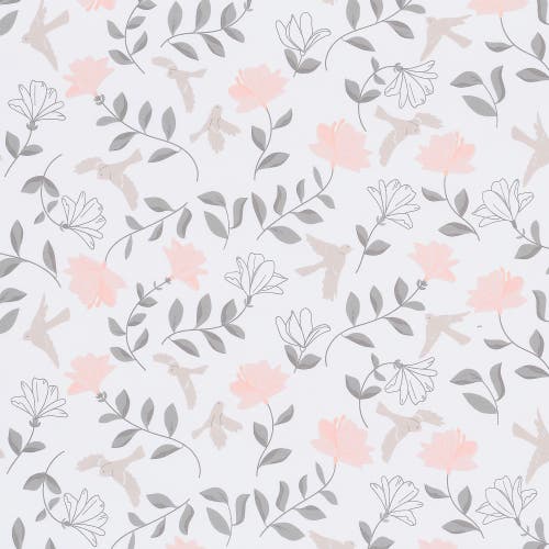 Lambs & Ivy Petals Floral 100% Cotton Fitted Crib/toddler Sheet In White