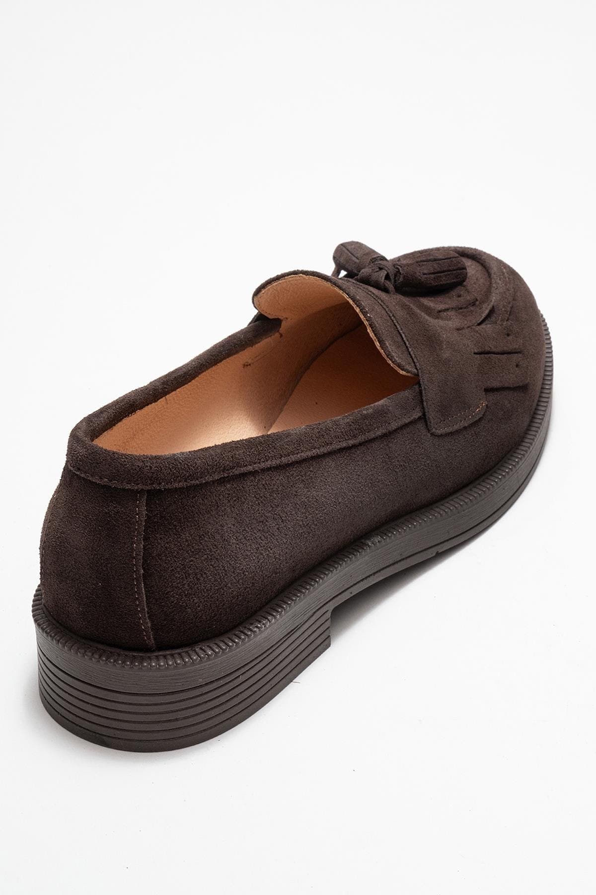 Milly Leather Tassel Loafer, Alternate, color, Brown Suede Leather