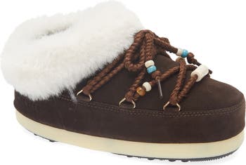 Beaded Genuine Shearling Mule