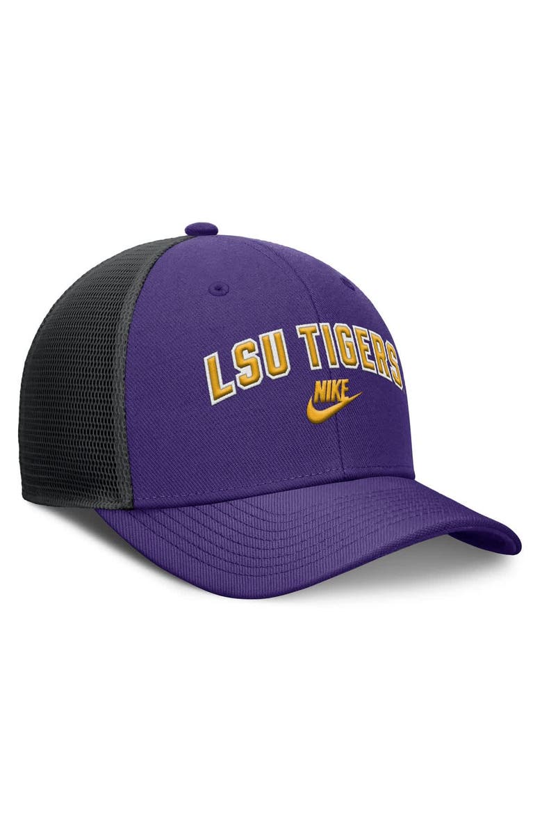 Nike Men's Nike Purple/Black LSU Tigers Legacy Arch Rise Performance Trucker Adjustable Hat, Alternate, color, Purple