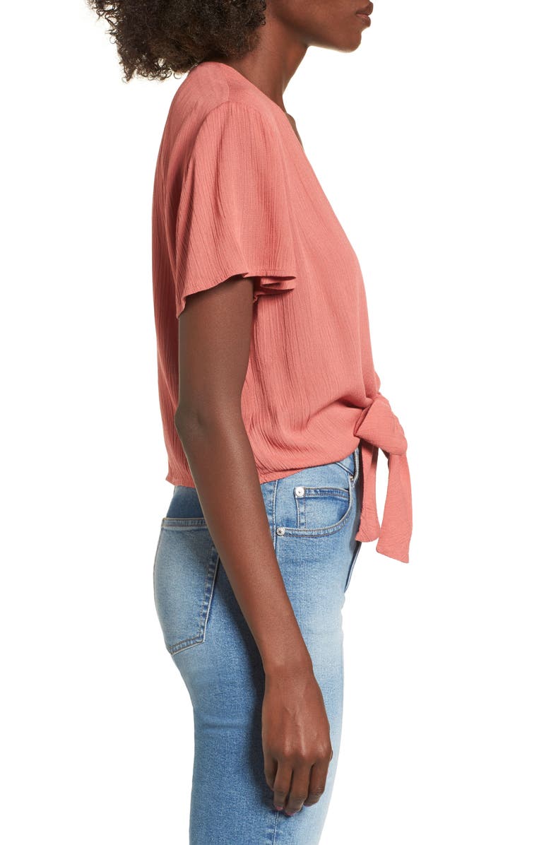 All in Favor Knot Front Shirt, Alternate, color, 