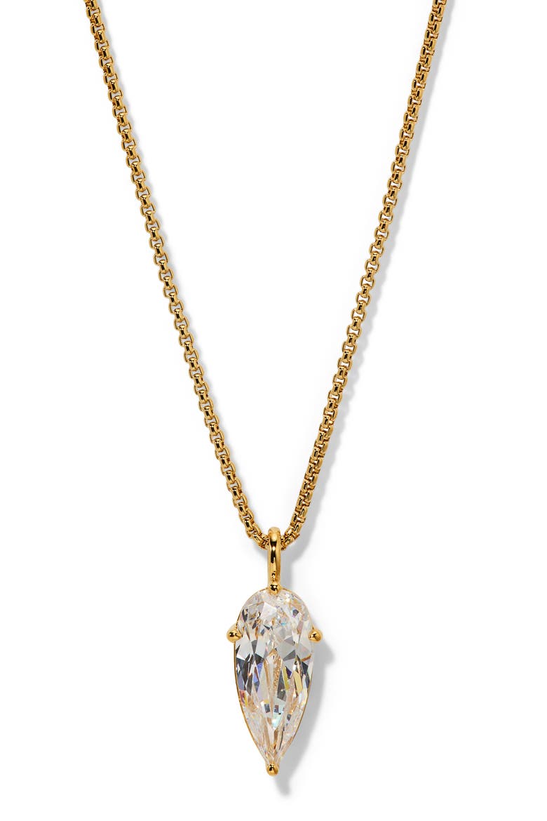 Lucia Teardrop Cubic Zirconia Pendant Necklace, Main, color, GOLD