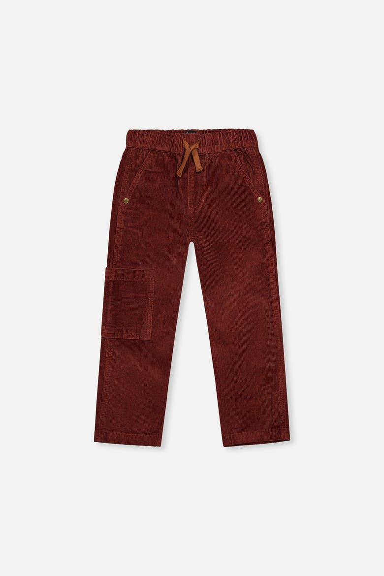 Corduroy Cargo Pocket Stretch Drawstring Pants, Main, color, Reddish-Brown