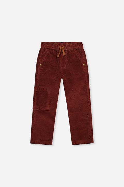 Corduroy Cargo Pocket Stretch Drawstring Pants