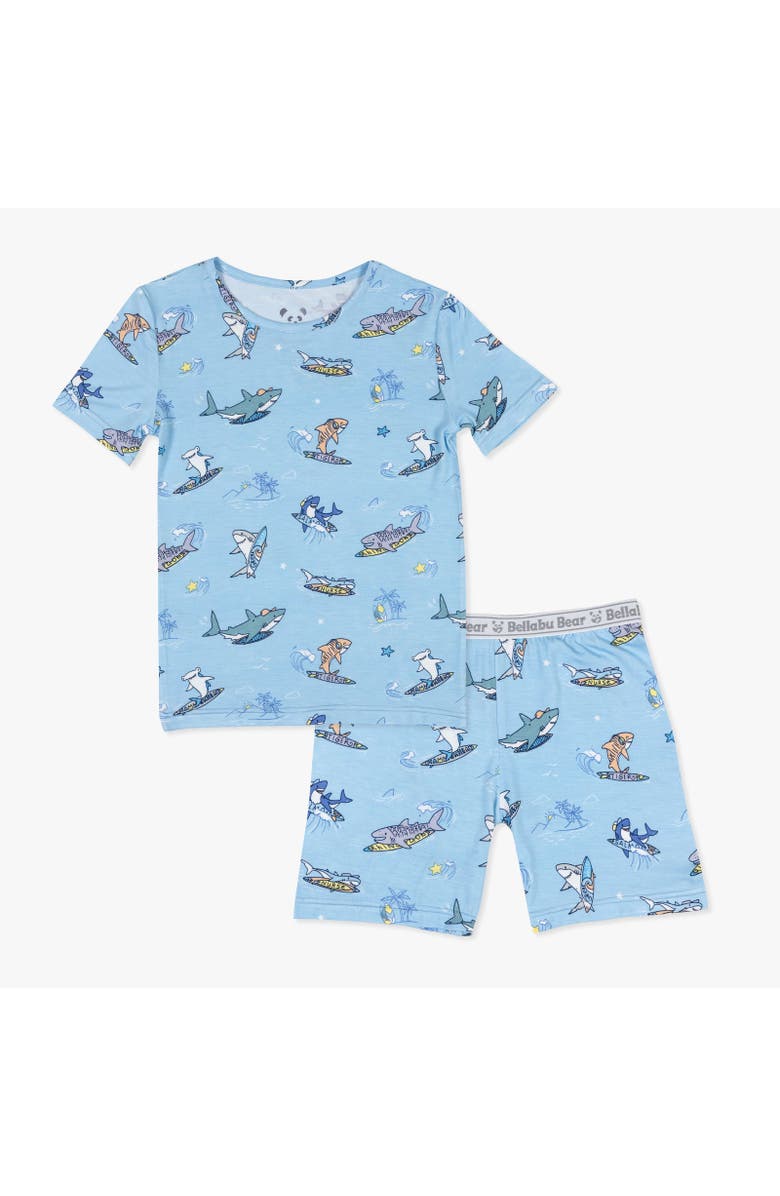 Bellabu Bear Shark School Kids 2-Piece Short Sleeve & Shorts Pajama Set, Main, color, Shark School