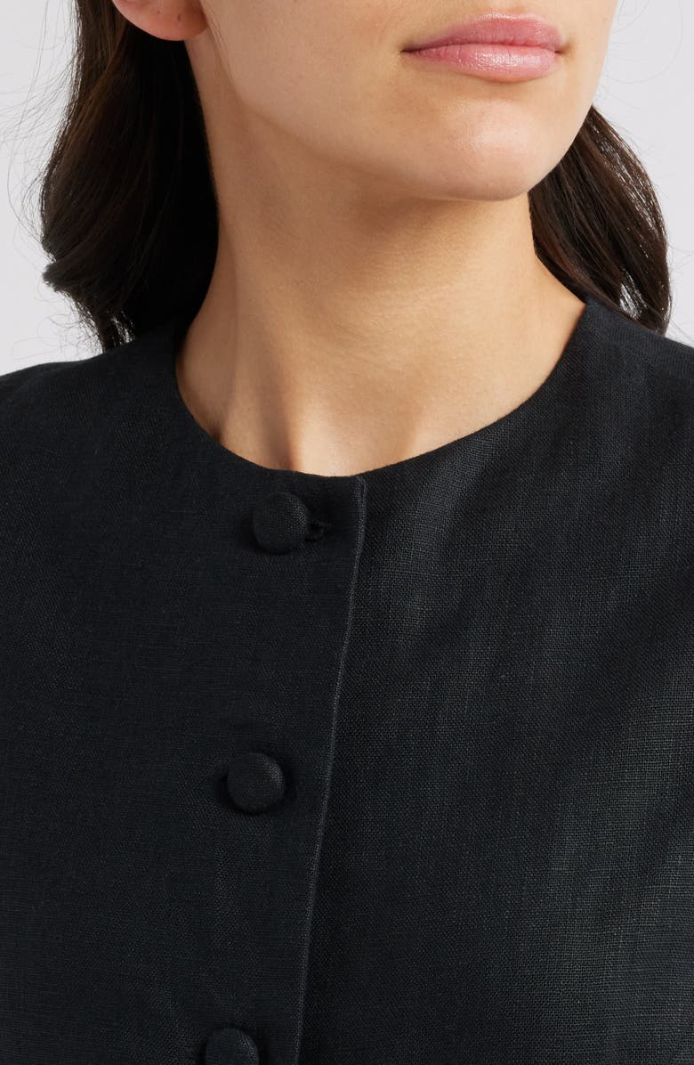 Faithfull the Brand Jane Linen Button-Up Vest, Alternate, color, Black
