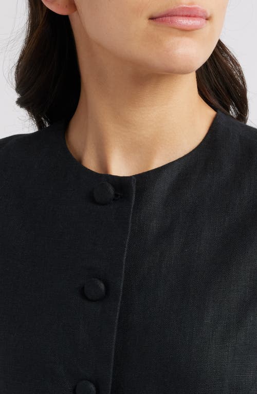 Faithfull The Brand Jane Linen Button-up Vest In Black
