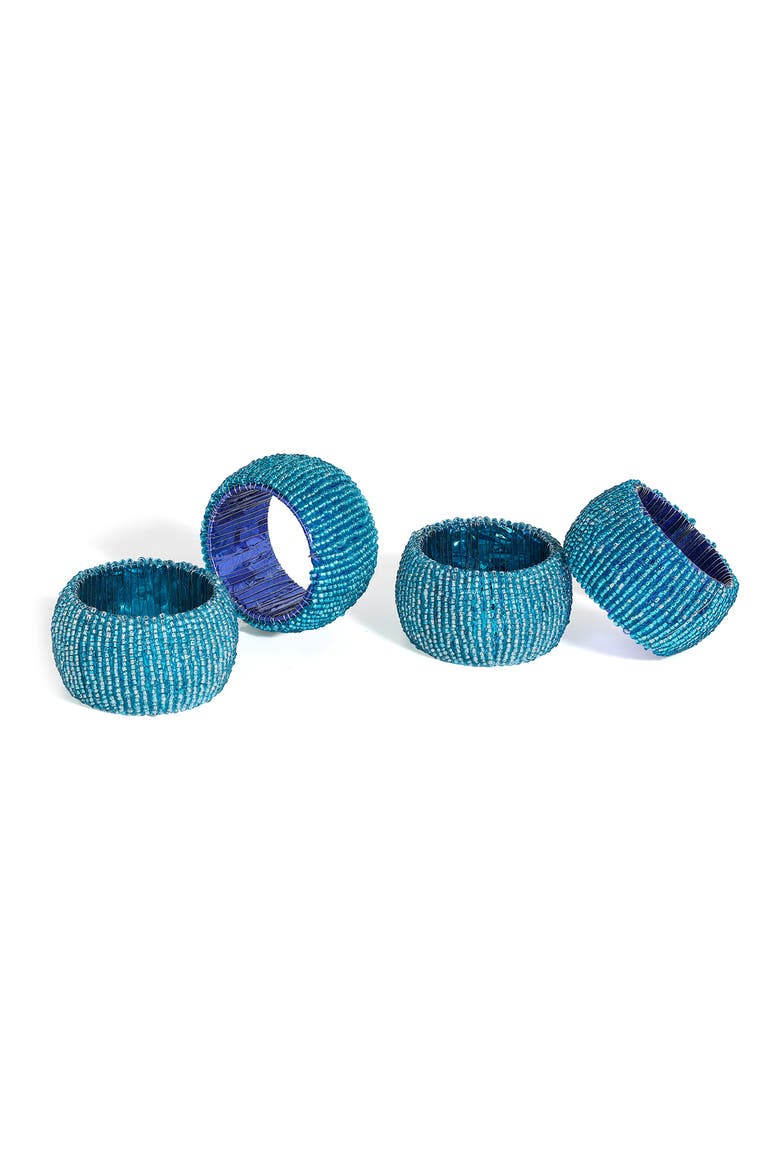 Radiant Rounds Set of 4 Napkin Rings, Main, color, BLUE