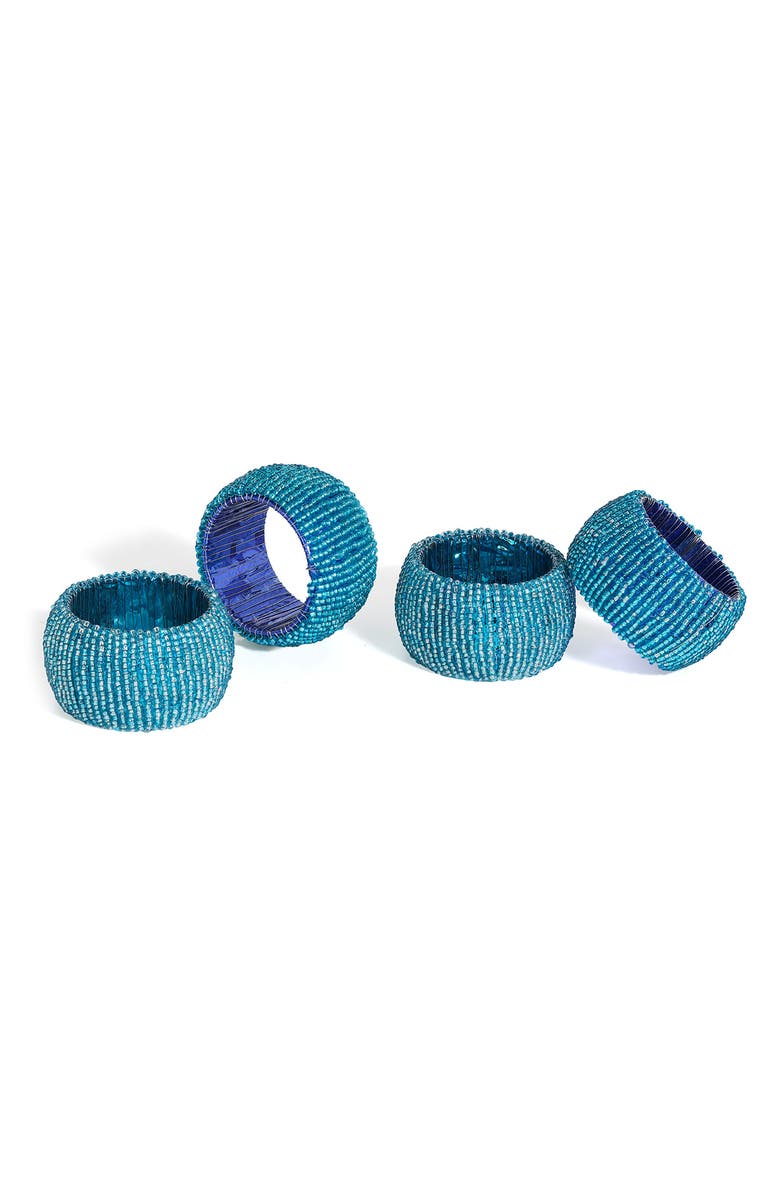 Tiramisu Radiant Rounds Set of 4 Napkin Rings, Main, color, Blue
