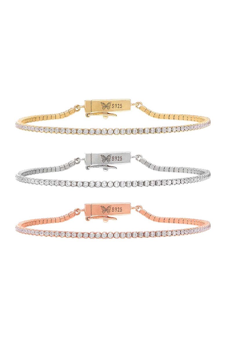 Thin Tennis Bracelet, Alternate, color, Gold
